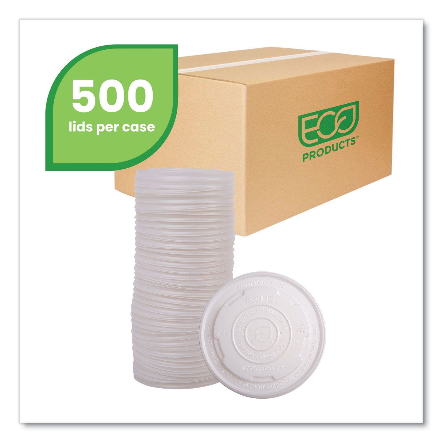 World Art PLA-Laminated Soup Container Lids, For 12 oz to 32 oz Containers, White, Plastic, 50/Pack, 10 Packs/Carton