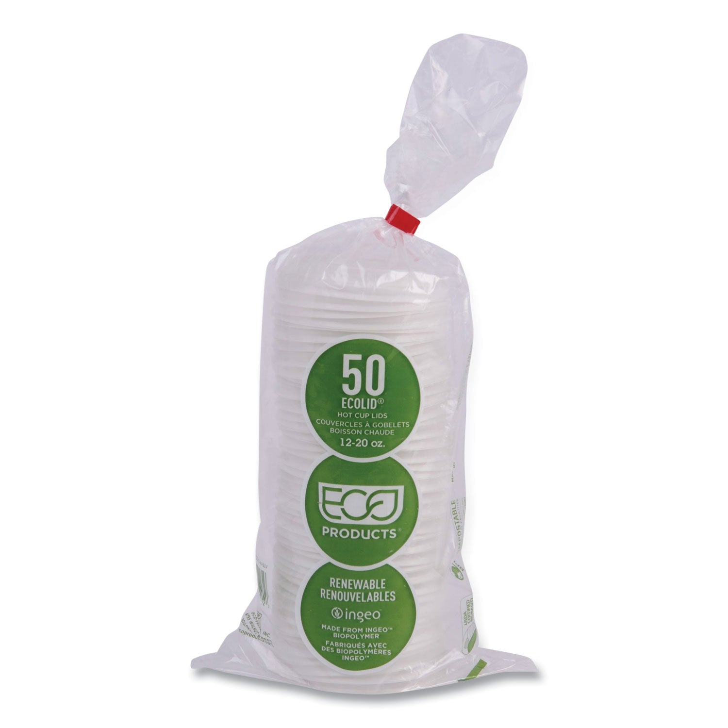 Polylactic Acid (PLA) - White - 50/Pack - 16 / Carton