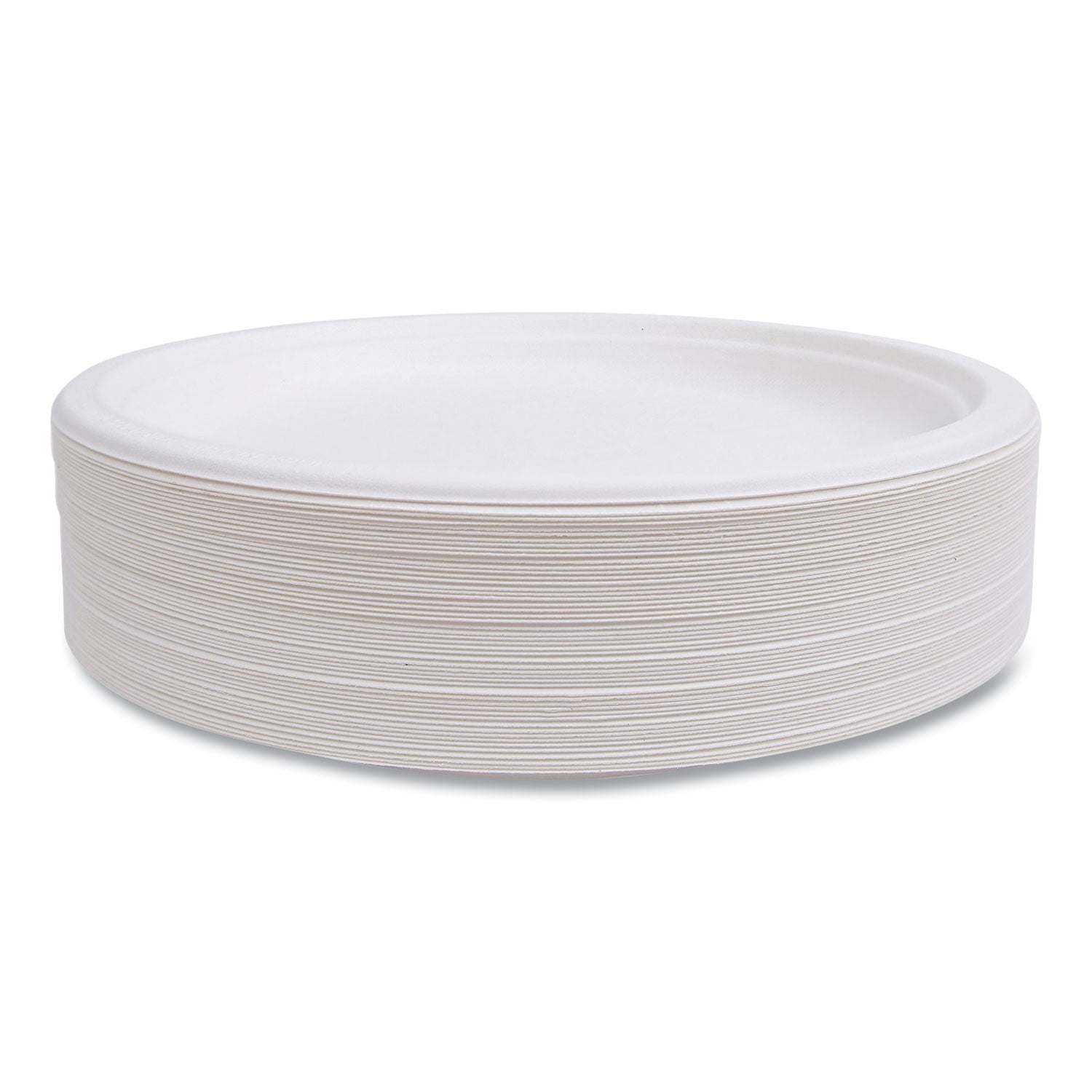 Breakroom - Disposable - Microwave Safe - 10" Diameter - White - Sugarcane Fiber Body - 500 / Carton