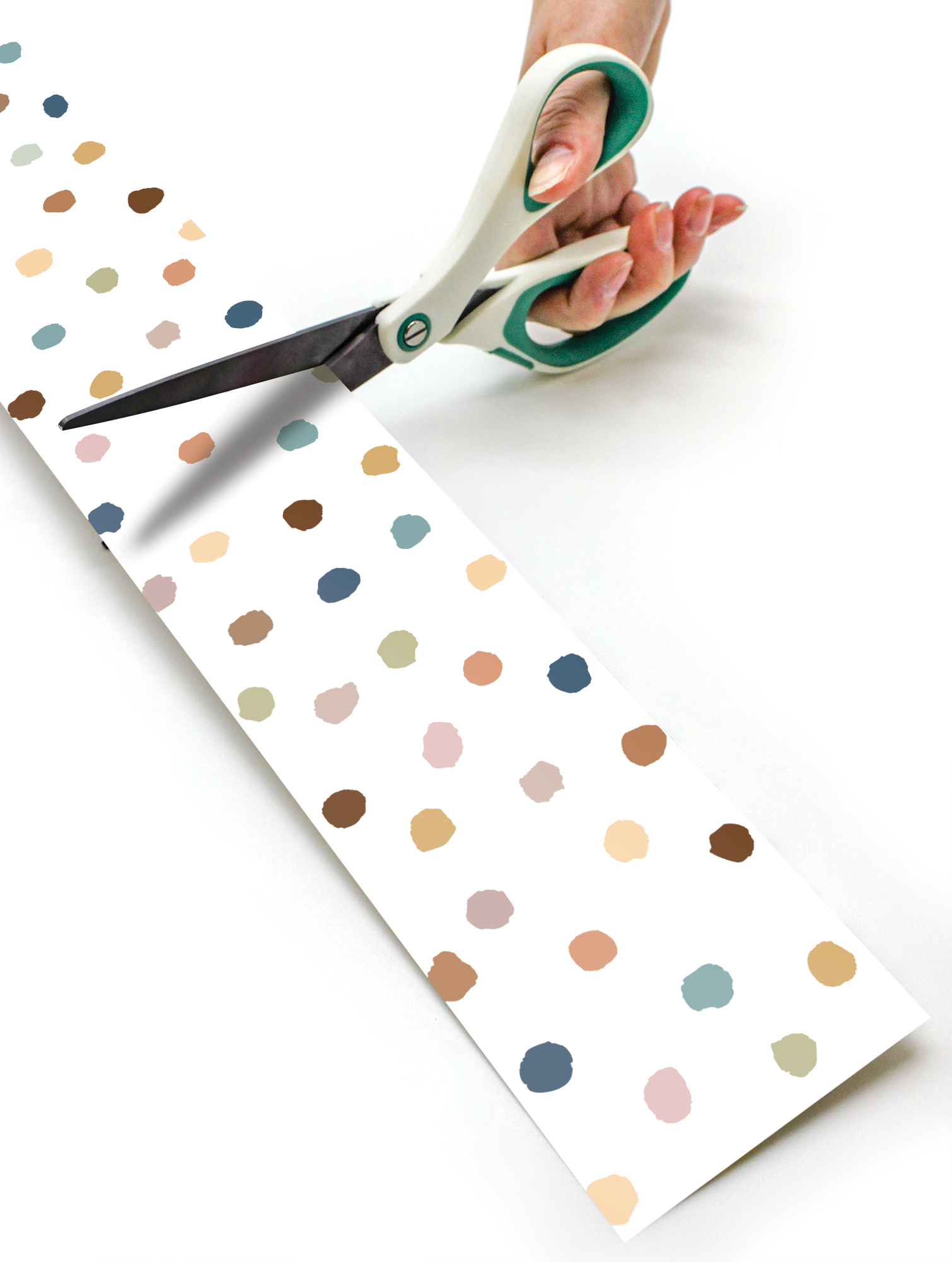Everyone is Welcome Painted Dots Straight Rolled Border Trim