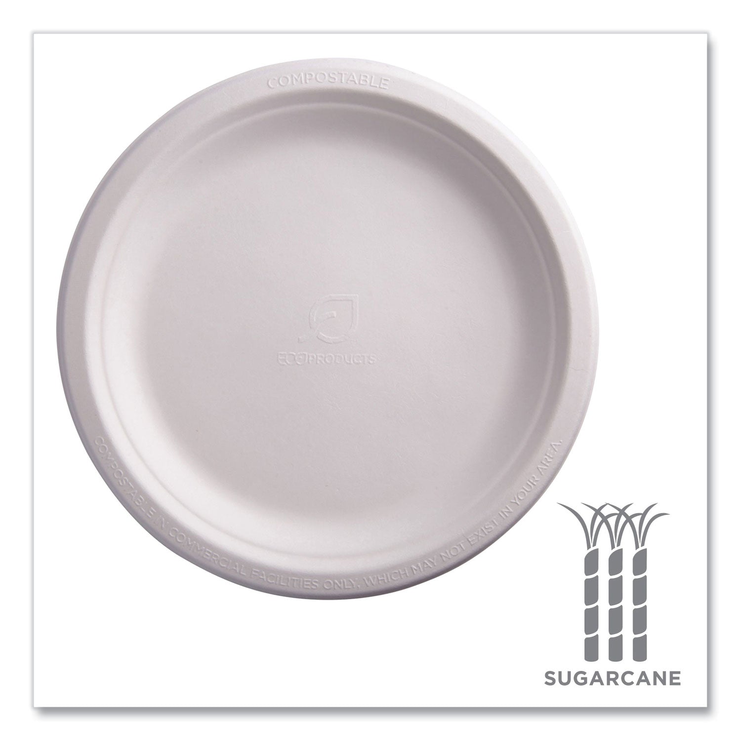 Breakroom - Disposable - Microwave Safe - 9" Diameter - White - Sugarcane Fiber Body - 500 / Carton