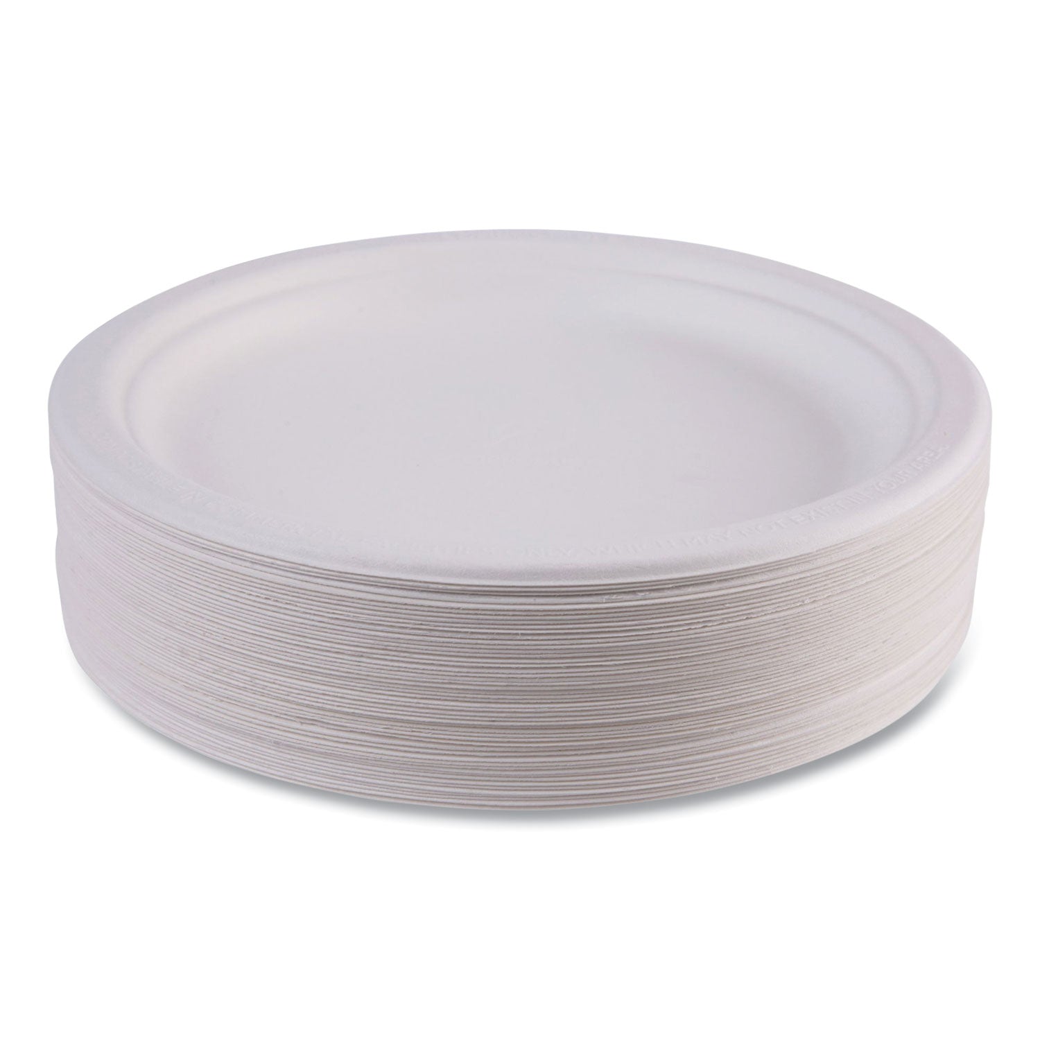 Breakroom - Disposable - Microwave Safe - 9" Diameter - White - Sugarcane Fiber Body - 500 / Carton