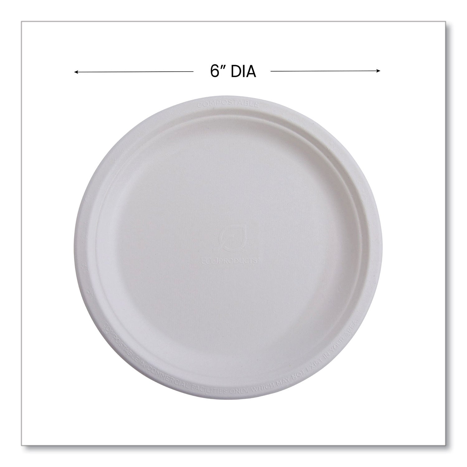 Breakroom - Disposable - Microwave Safe - 6" Diameter - White - Sugarcane Fiber Body - 1000 / Carton