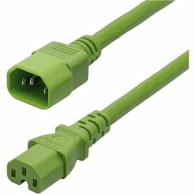 6ft 1.8m Heavy Duty PDU Power Cord, IEC 60320 C14 to IEC 60320 C15, 15A 250V, 14AWG, Green