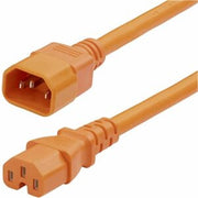 6ft 1.8m Heavy Duty PDU Power Cord, IEC 60320 C14 to IEC 60320 C15, 15A 250V, 14AWG, Orange