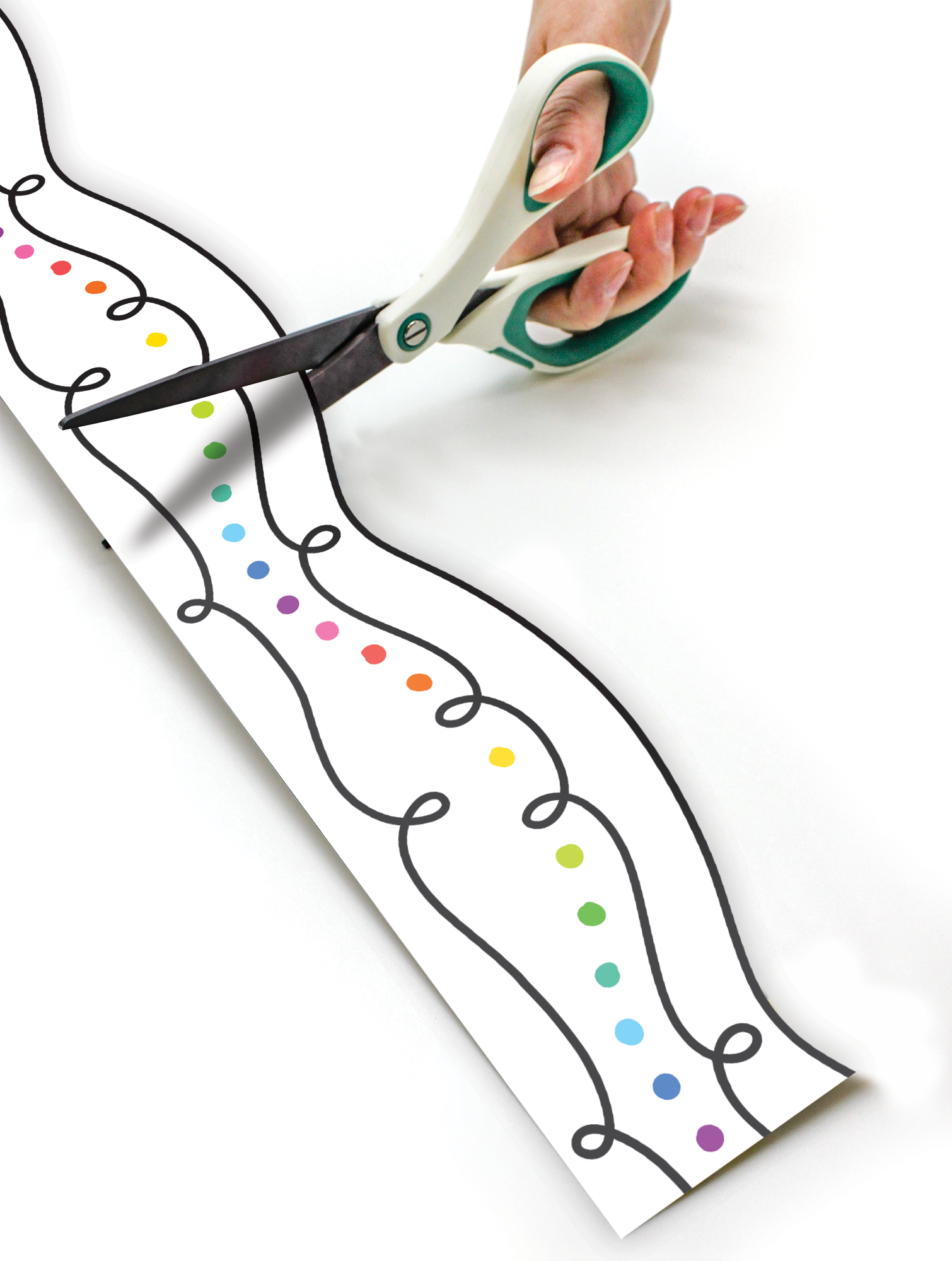Squiggles and Colorful Dots Die-Cut Rolled Border Trim