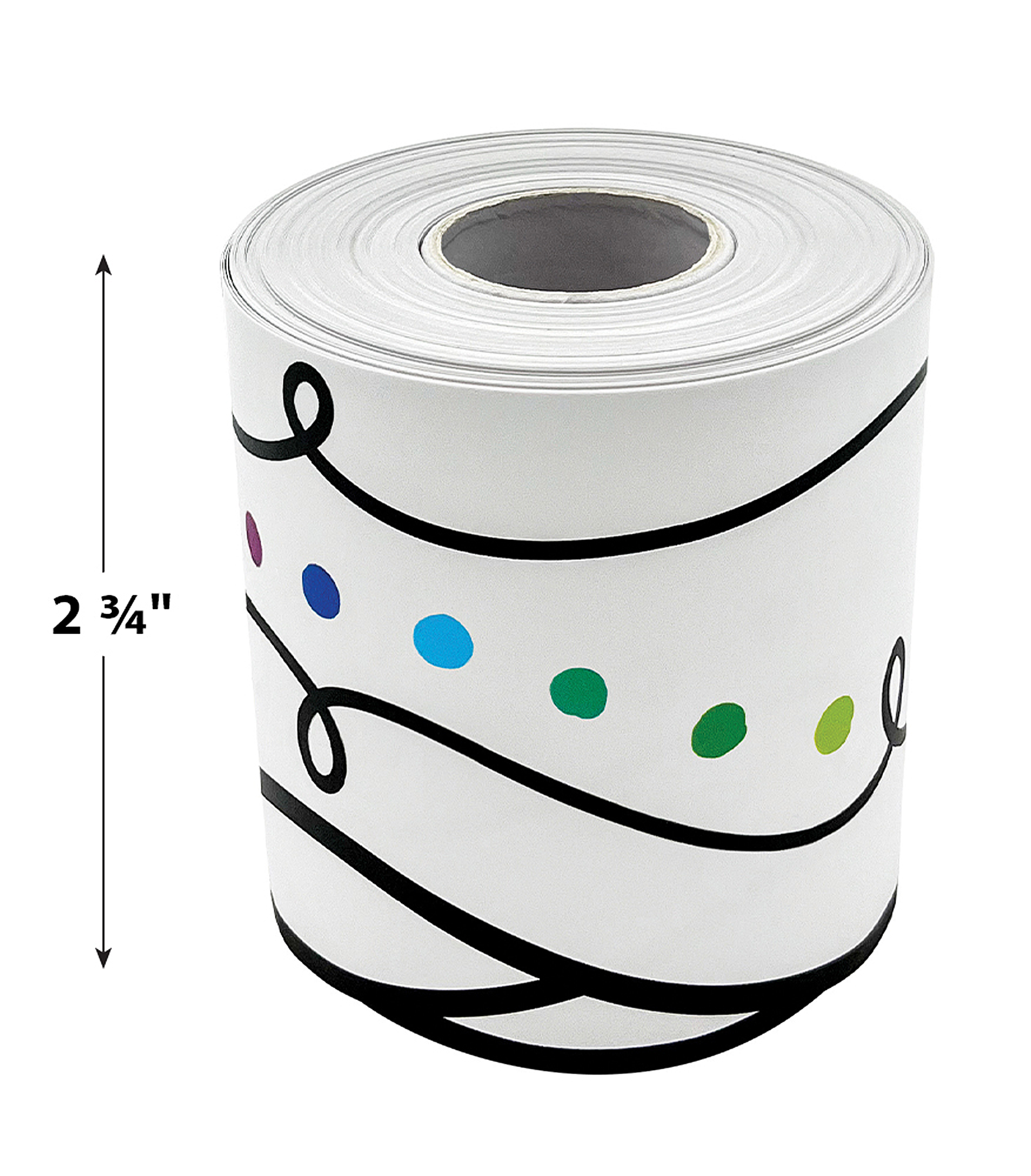 Squiggles and Colorful Dots Die-Cut Rolled Border Trim