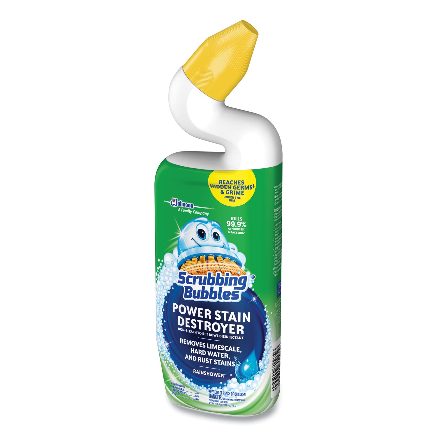 Power Stain Destroyer Toilet Bowl Disinfectant, Rainshower Scent, 24 Oz Bottle, 6/Carton