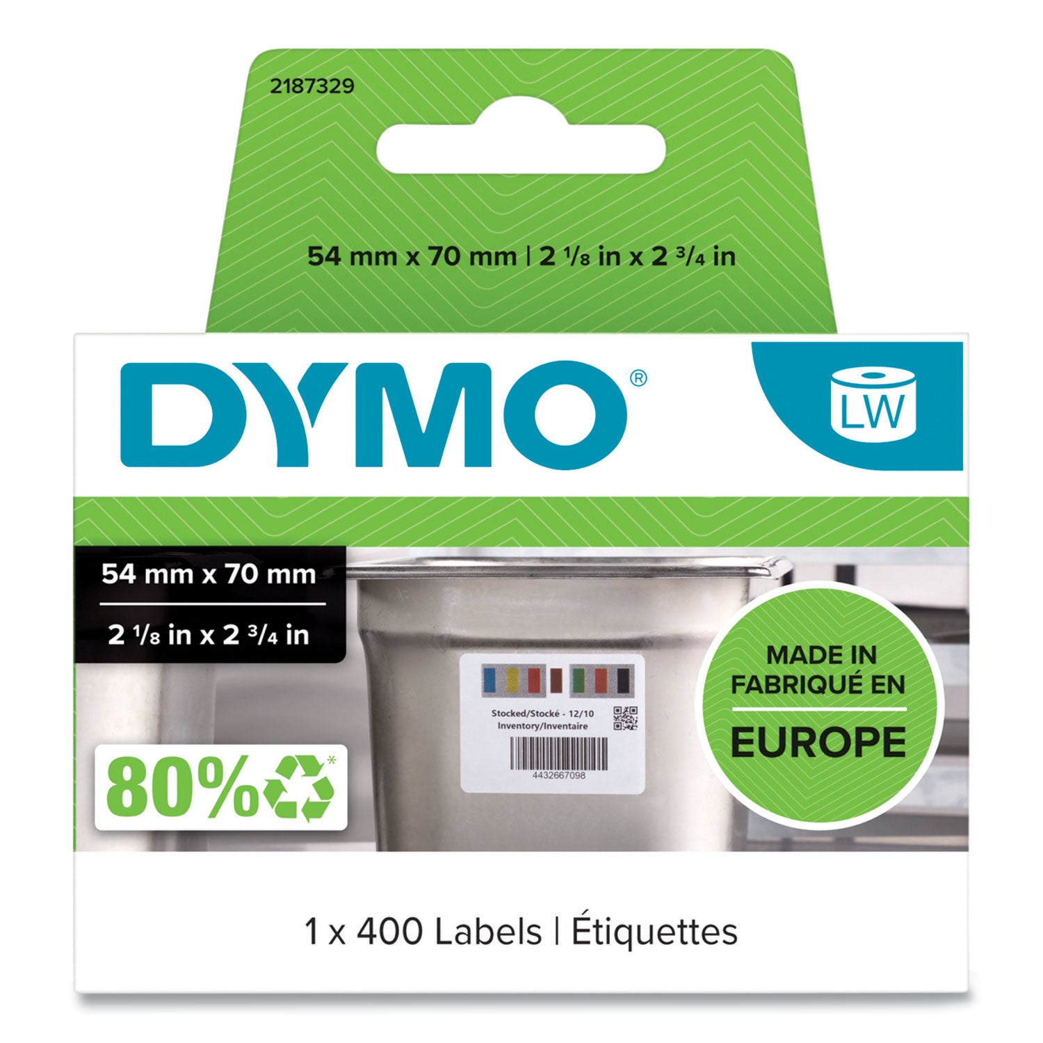 2 1/8" Width x 2 3/4" Length - Laser - White - Paper - Durable - 400 / Roll - 1 Roll
