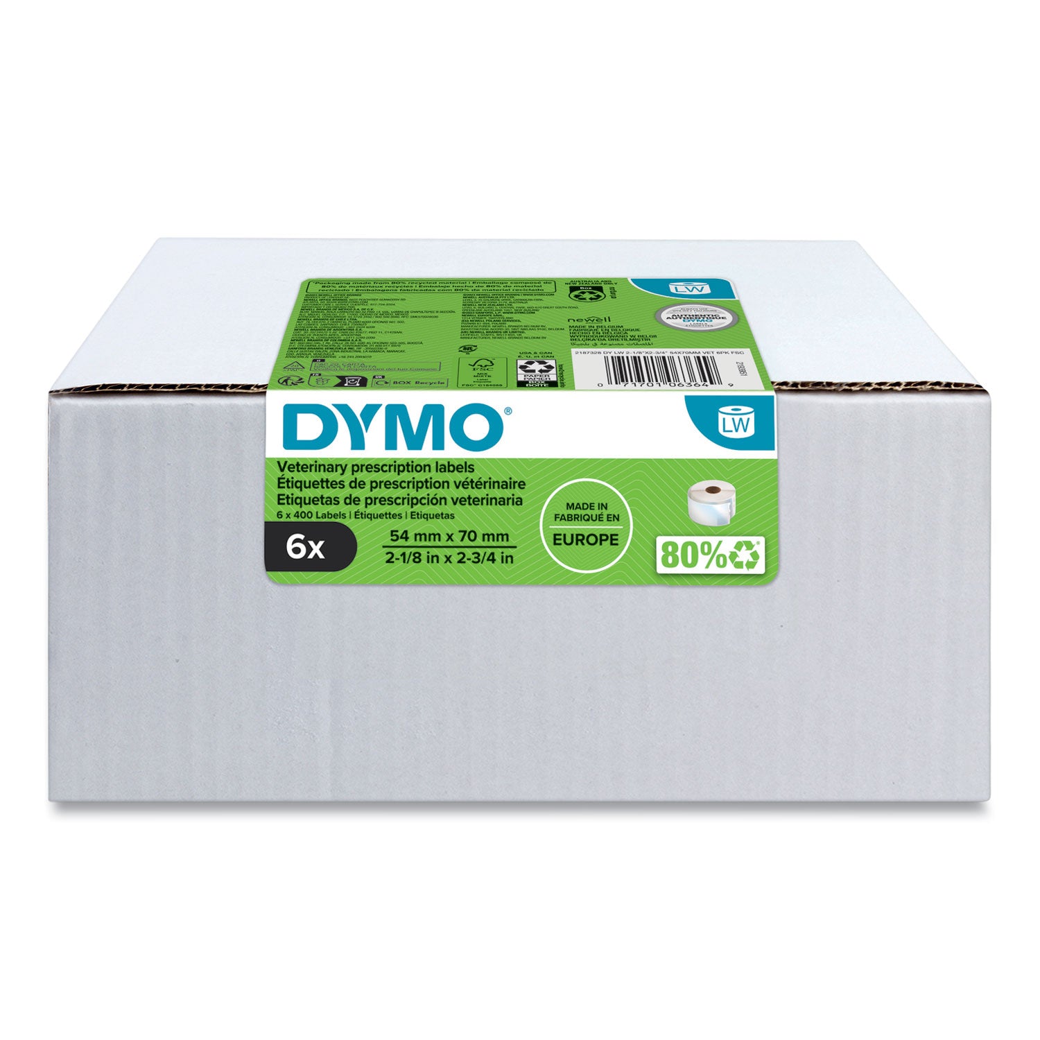 x 2 3/4" Width x 2 1/8" Length - Roll - Direct Thermal - White - Pre-printed, Jam-free - 400 / Roll - 6 / Box