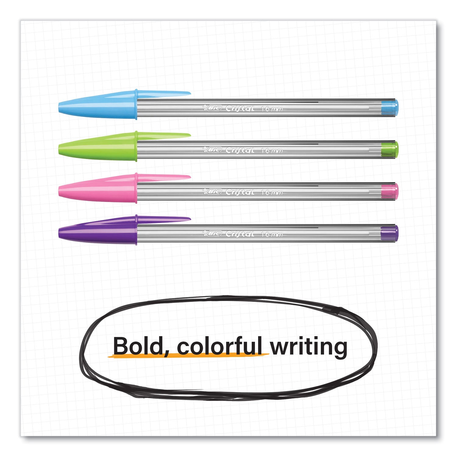 Cristal® Xtra Bold Fashion Ballpoint Pen, Medium Point (1.6mm), Assorted Colors, 24-Count