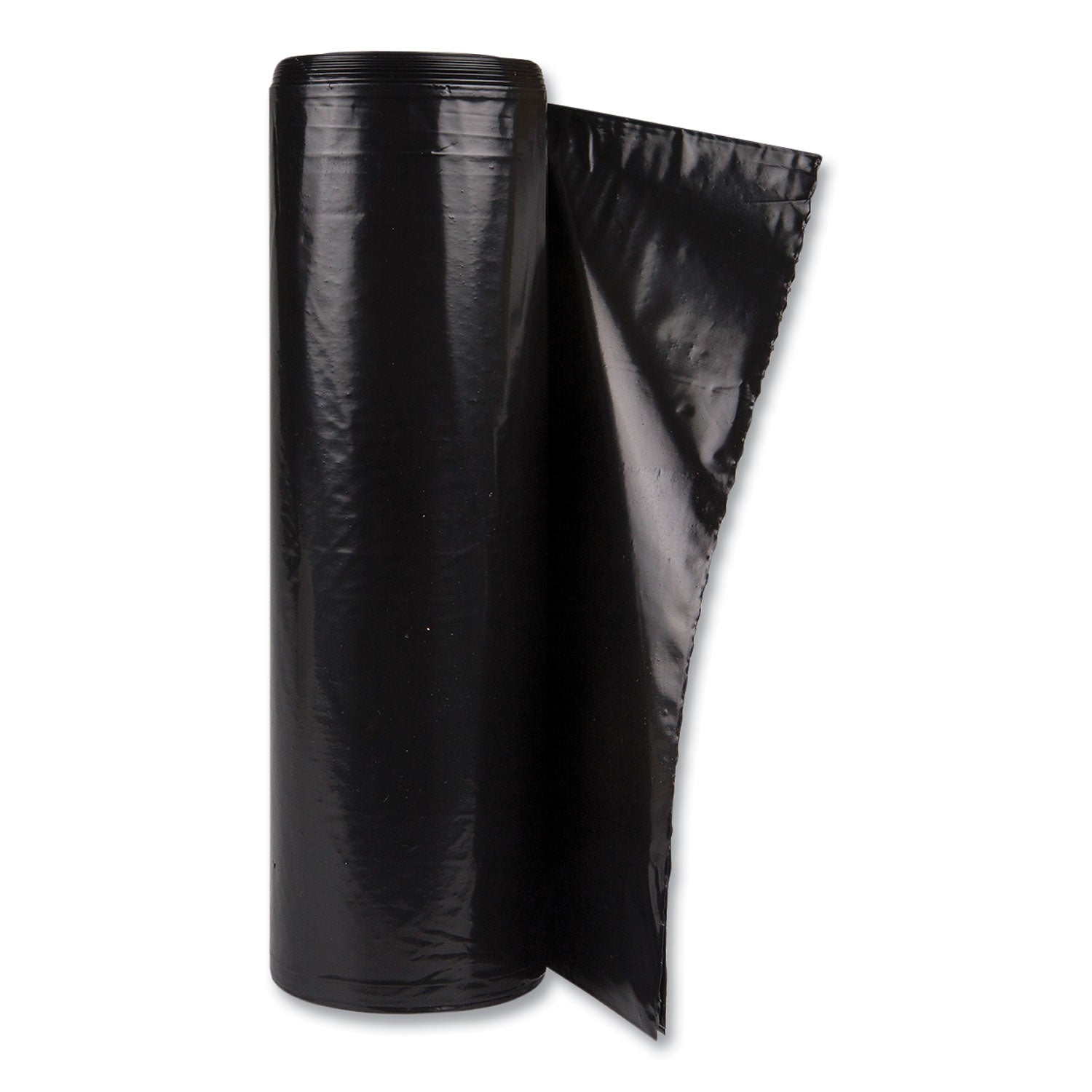 Low-Density Commercial Can Liners, 60 gal, 1.2 mil, 38" x 58", Black, Interleaved Roll, 10 Bags/Roll, 10 Rolls/Carton