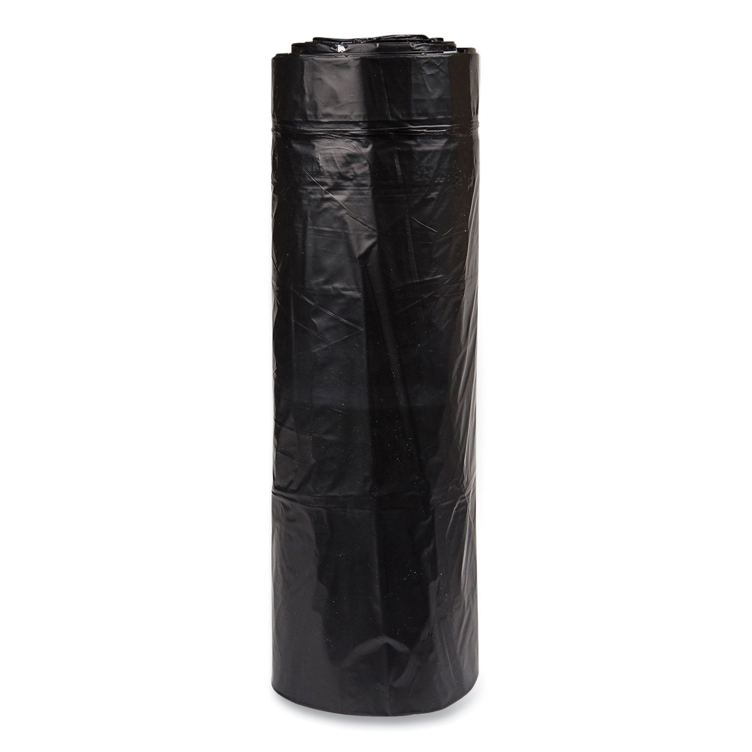 Low-Density Commercial Can Liners, 60 gal, 1.2 mil, 38" x 58", Black, Interleaved Roll, 10 Bags/Roll, 10 Rolls/Carton