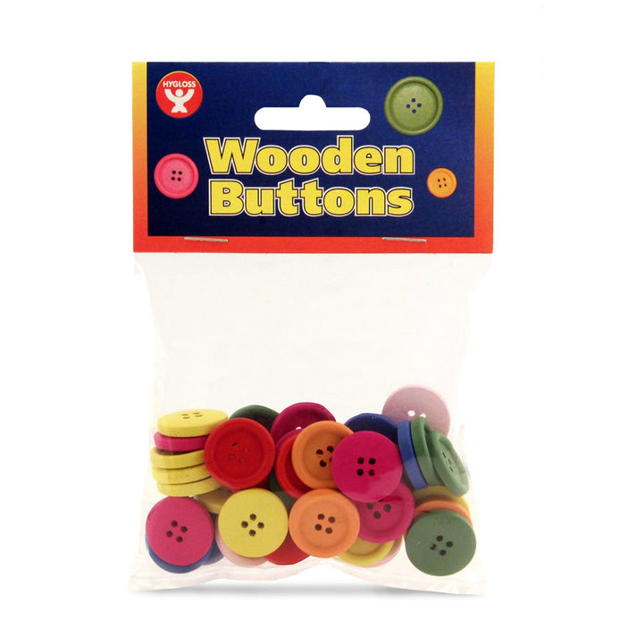 Bright Wooden Buttons - Asst'd Colors, 25 ct., 40 mm