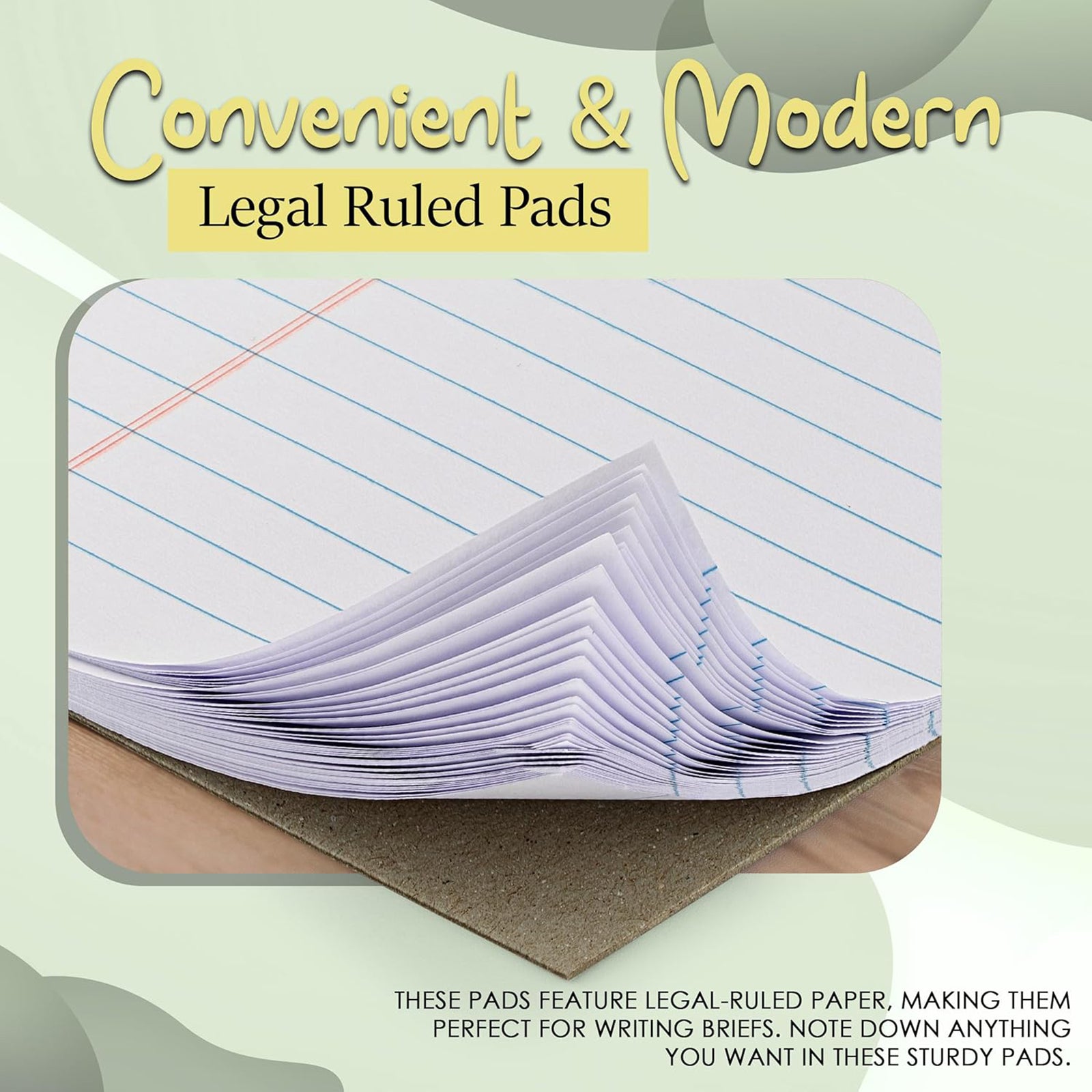 Legal Pad, 8-1/2" x 11", 50 Sheets, White, Pack of 12