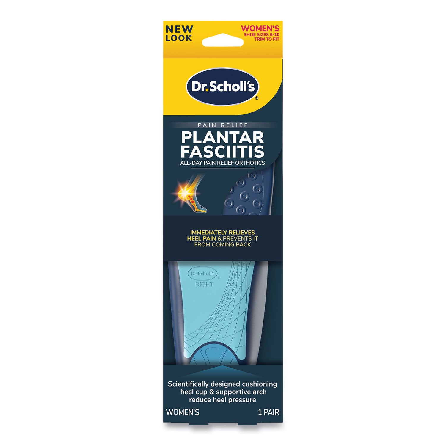 Plantar Fasciitis All Day Pain Relief Orthotics for Women, Women Size 6 to 10, Blue