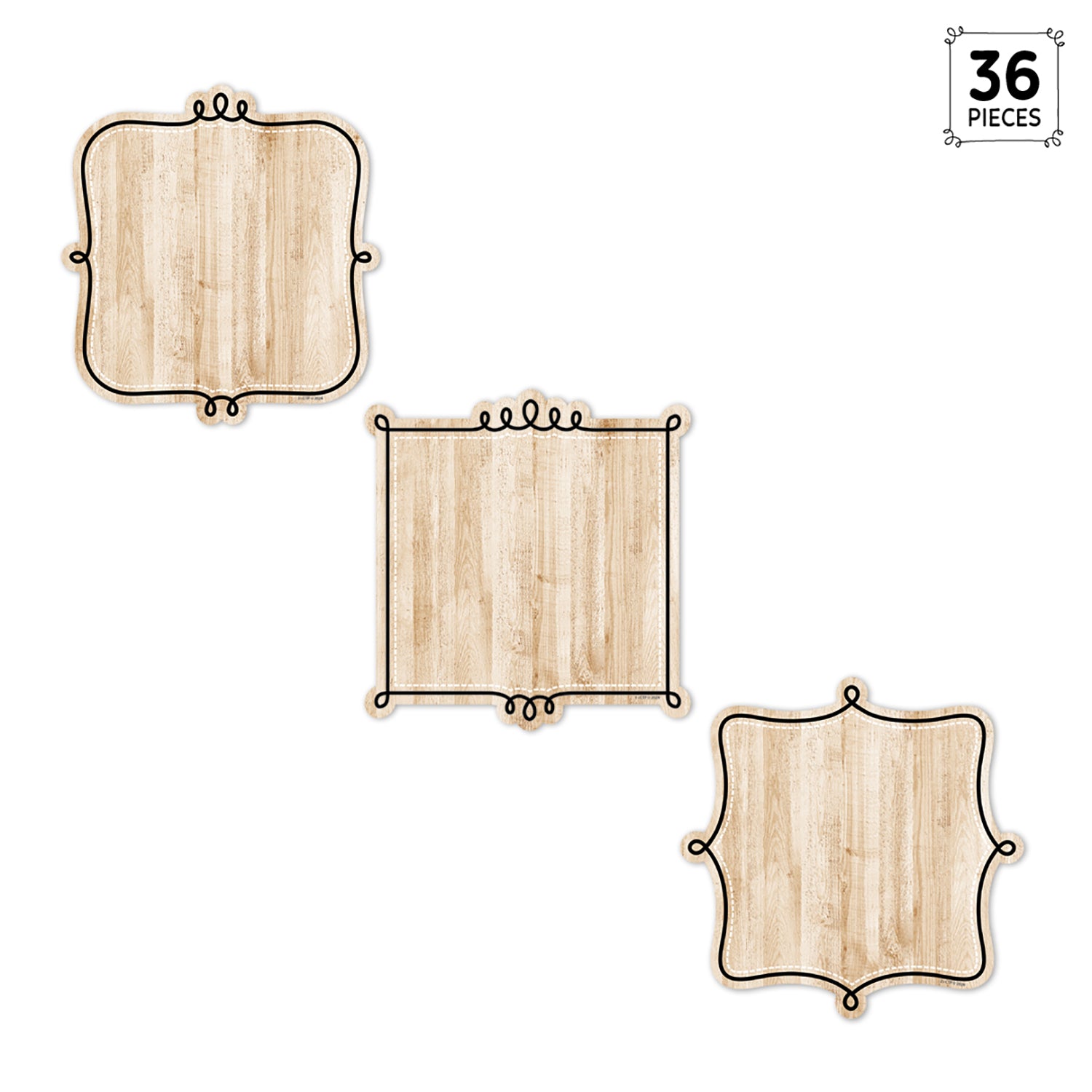 Core Decor Loop-de-Loop on Wood 6" Designer Cut-Outs, Pack of 36