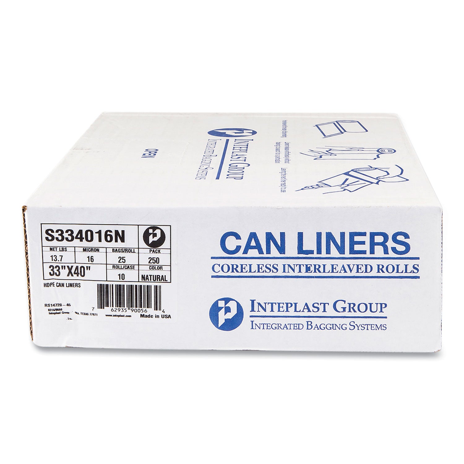 33 gal Capacity - 40" Width x 0.63 mil (16 Micron) Thickness - High Density - Natural - High-density Polyethylene (HDPE) - Kitchen, Breakroom - 250 / Pack