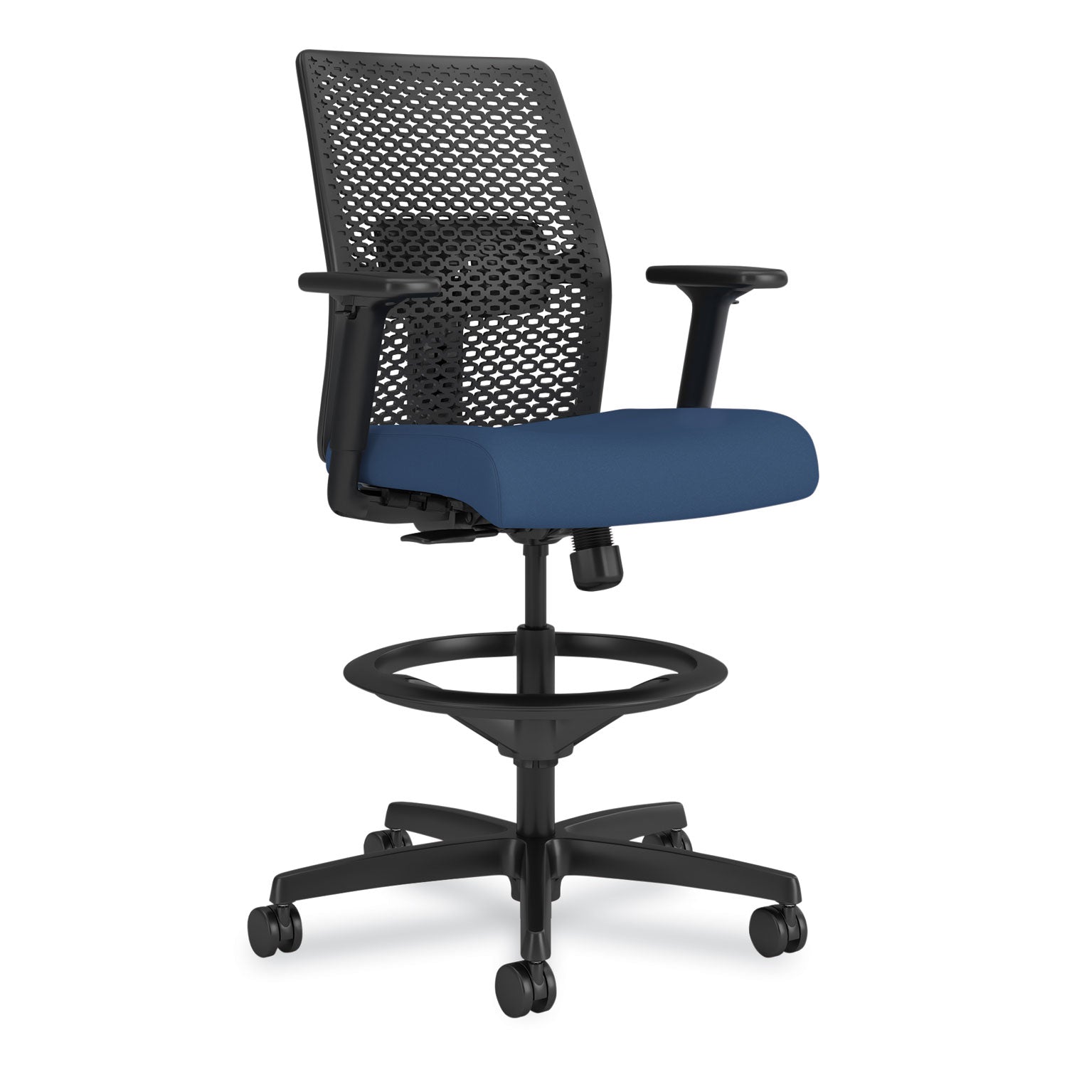 HON Ignition 2.0 Sitting Stool - Charcoal Back Color - Low Back - Blue - 1 Each