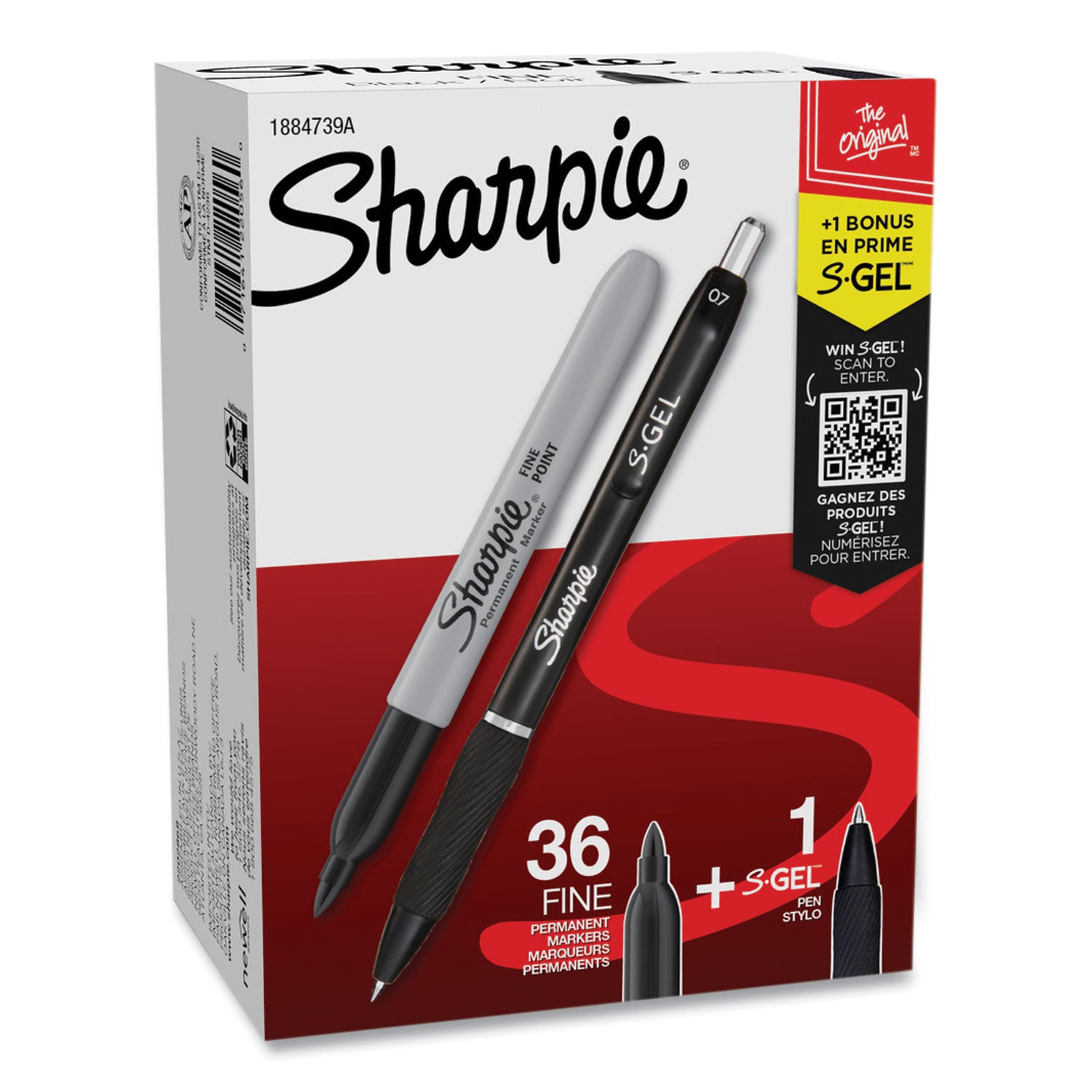 Sharpie Permanent Marker - 1 mm Fine, Bold Marker Point - Black Ink - Black Barrel - 36 / Box