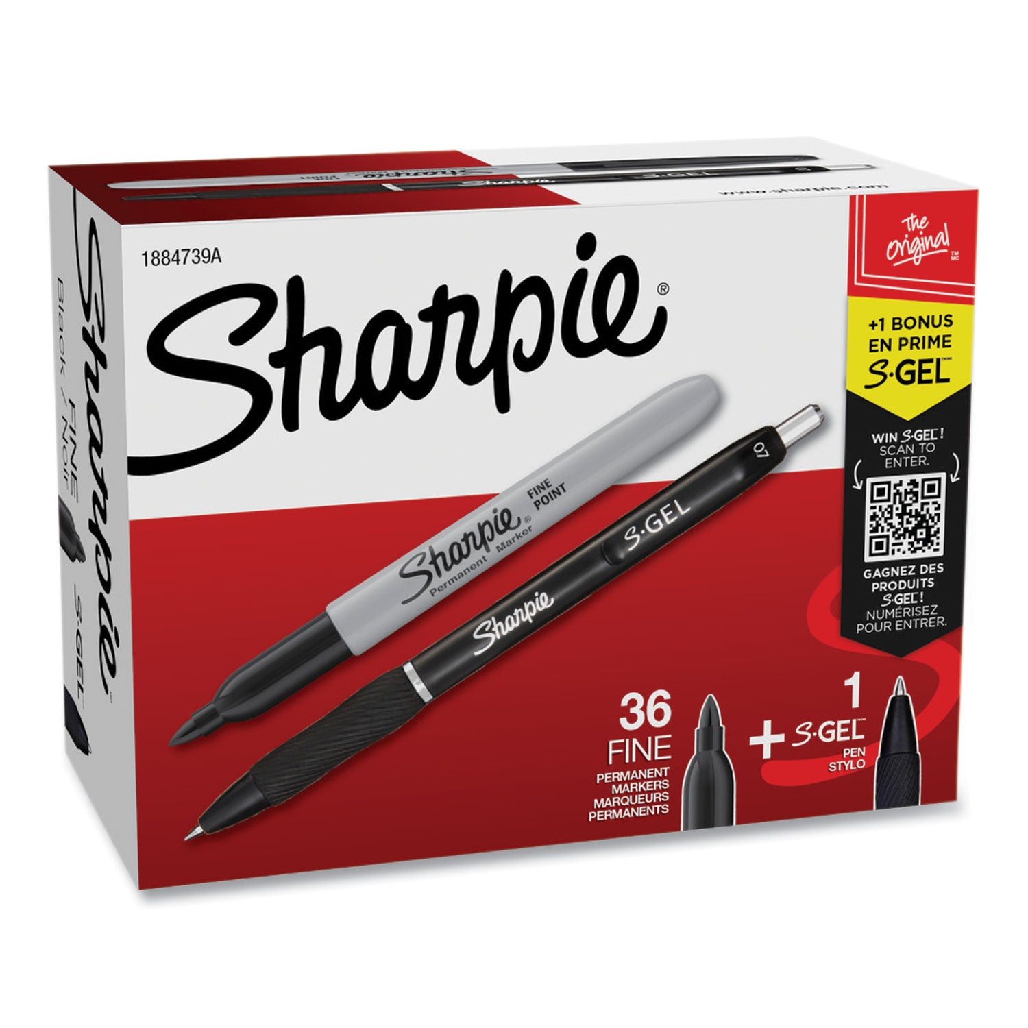 Sharpie Permanent Marker - 1 mm Fine, Bold Marker Point - Black Ink - Black Barrel - 36 / Box