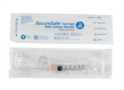 SecureSafe Syringe w/ Safety Needle - Luer Lock, 3cc - 100 pcs per Box/8 Boxes per Case