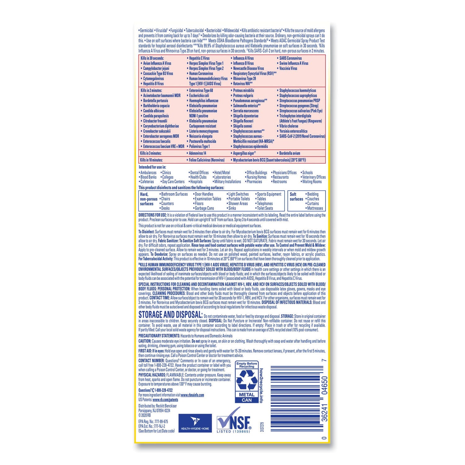 Professional Lysol Original Disinfectant Spray - For Multi Surface - 19 fl oz (0.6 quart) - Original Scent - Recommended For: Germs Remover - Pleasant Scent, Disinfectant, CFC-free - Clear - 12 / Carton