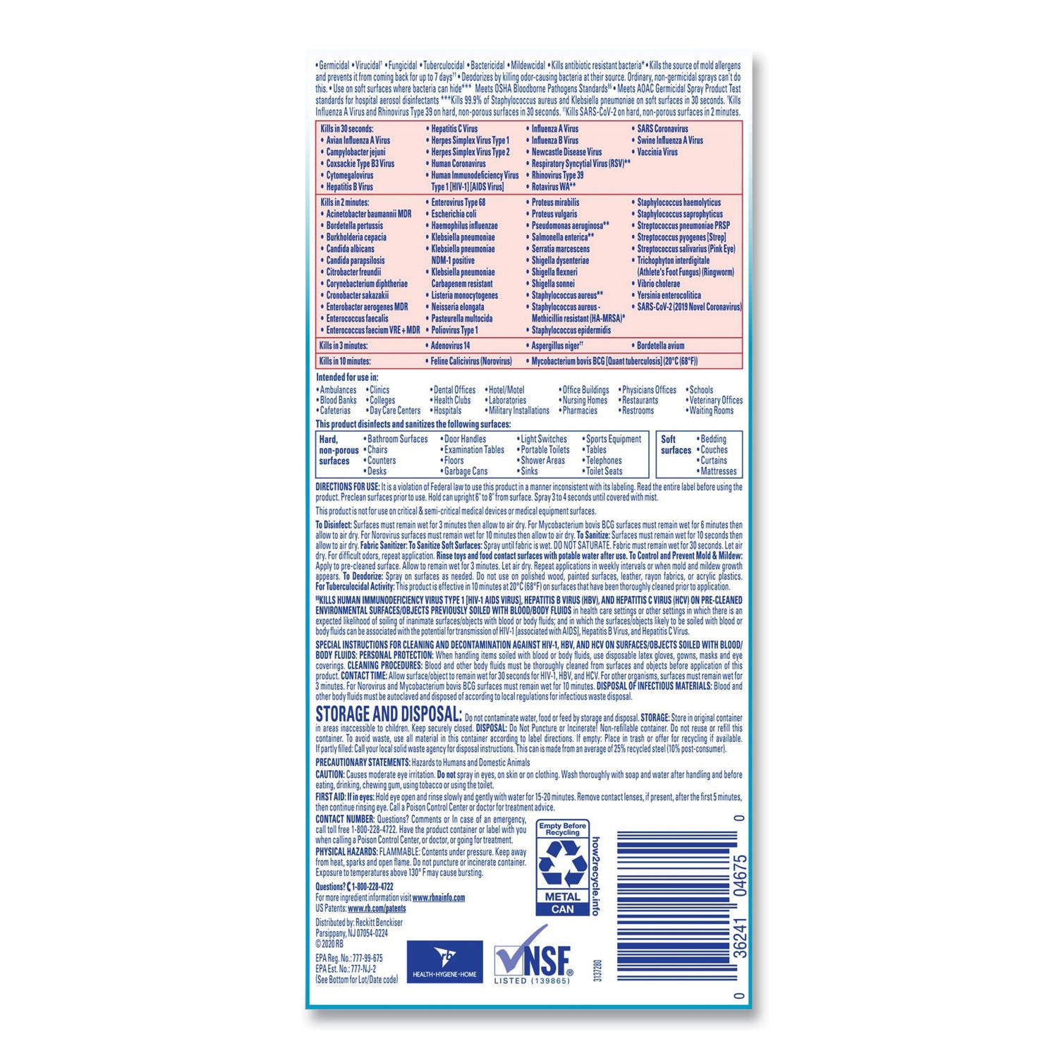 Disinfectant Spray, Fresh, 19 Oz Aerosol Spray