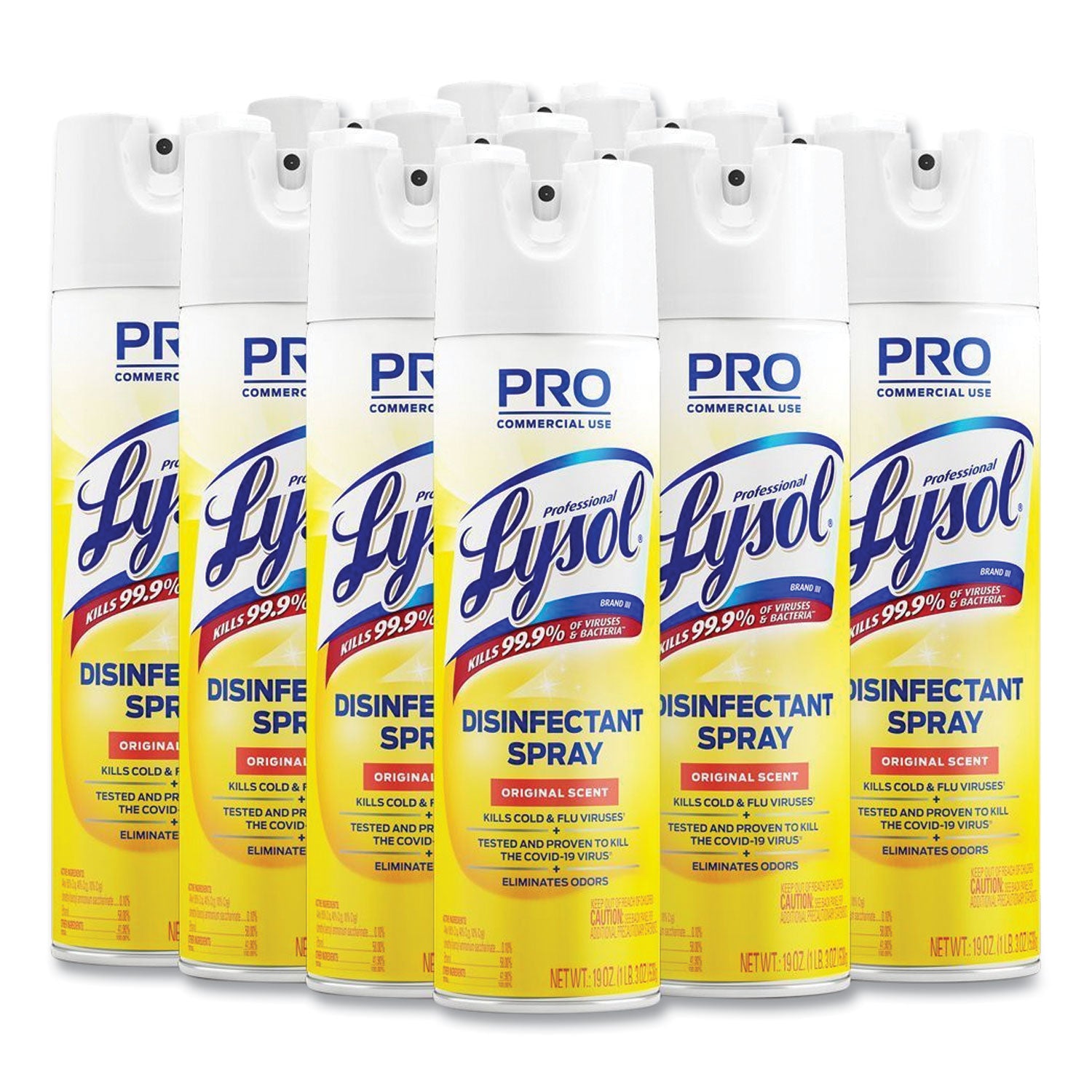 Professional Lysol Original Disinfectant Spray - For Multi Surface - 19 fl oz (0.6 quart) - Original Scent - Recommended For: Germs Remover - Pleasant Scent, Disinfectant, CFC-free - Clear - 12 / Carton