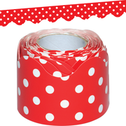 Red Polka Dots Scalloped Rolled Border Trim