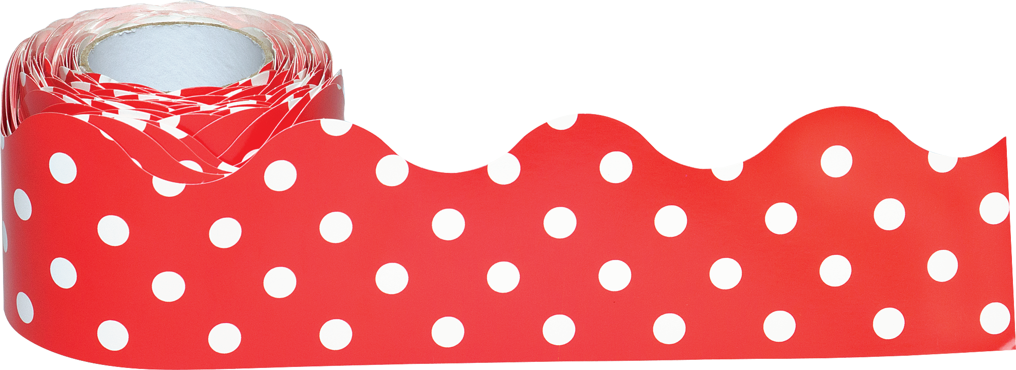 Red Polka Dots Scalloped Rolled Border Trim