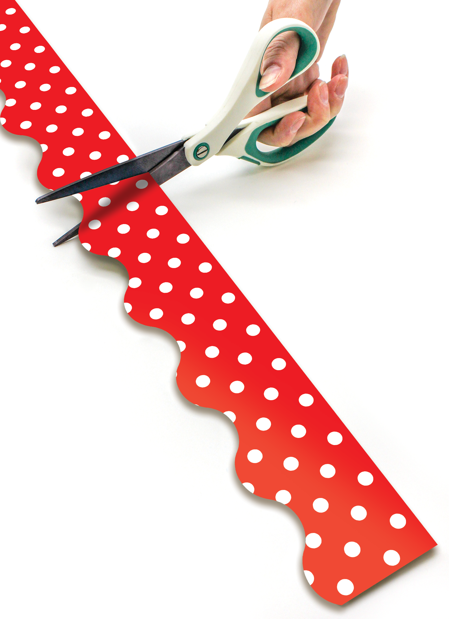 Red Polka Dots Scalloped Rolled Border Trim