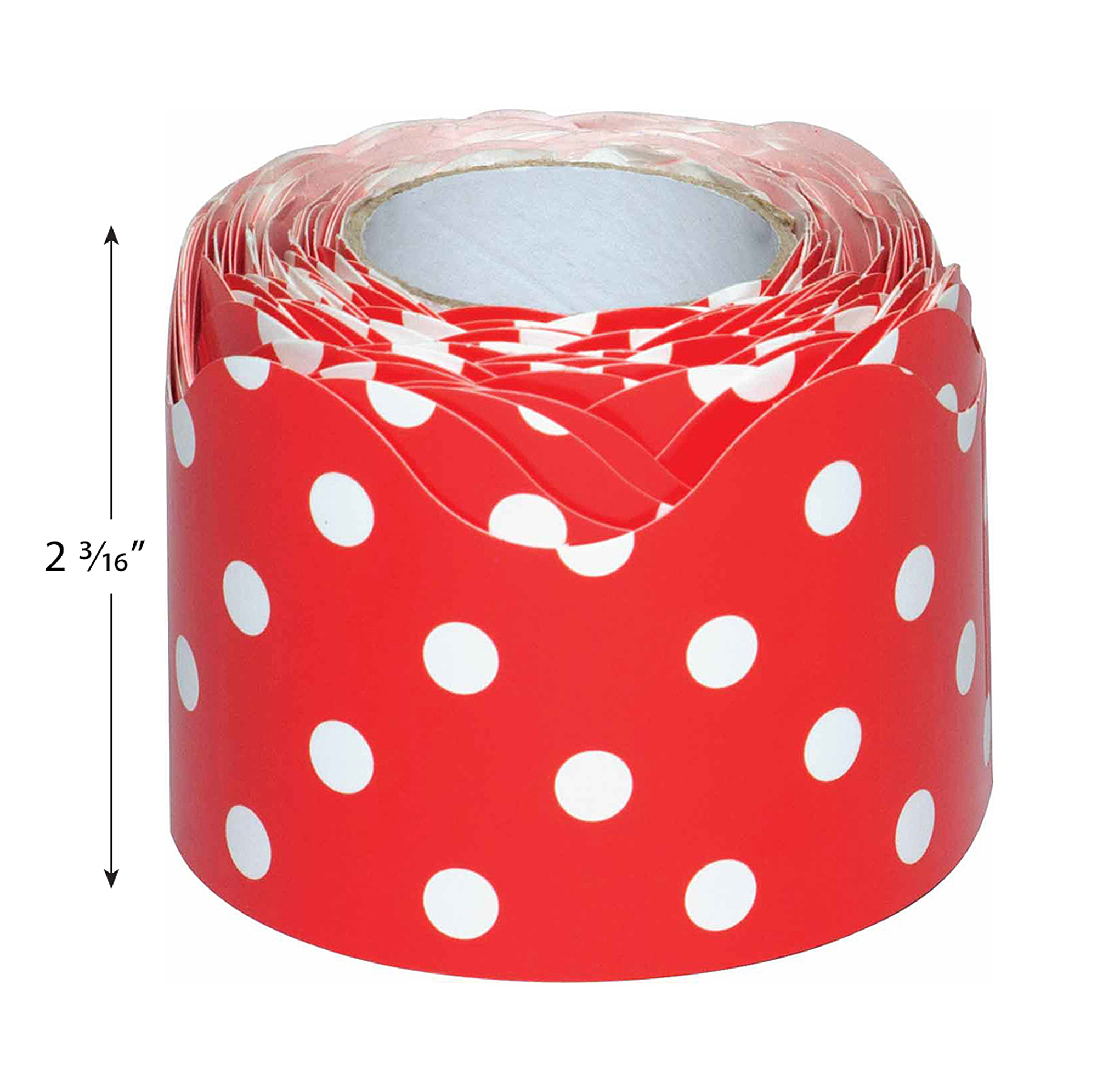 Red Polka Dots Scalloped Rolled Border Trim