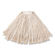 Cut-End Cotton Wet Mop Heads, Cotton/Plastic, White, 12/Carton