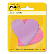 Post-it&reg; Die-Cut Notes - 3" Flag/Note Width x 3" Flag/Note Length - Star, Heart - 75 Sheets per Pad - Unruled - Purple, Pink - Self-adhesive, Self-stick - 1 Pack