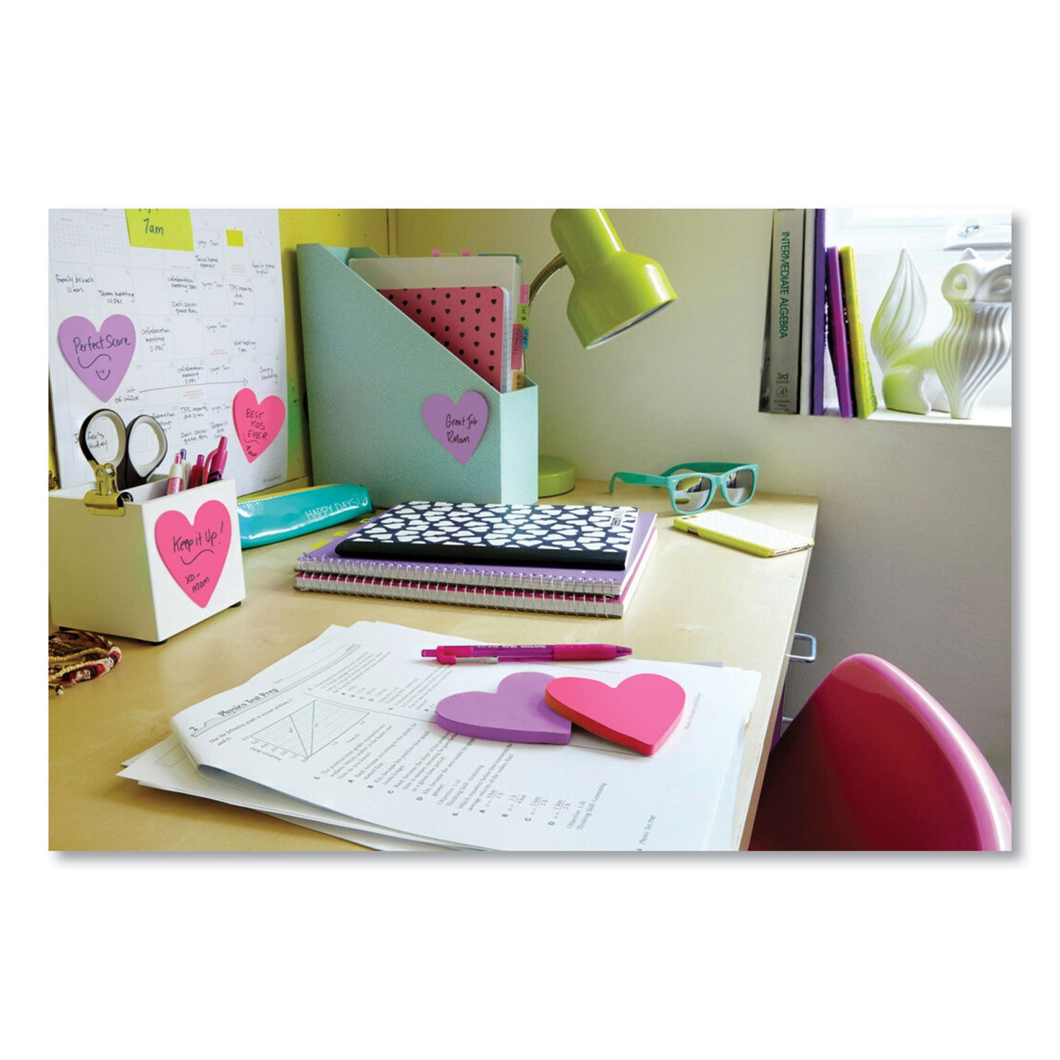 Post-it&reg; Die-Cut Notes - 3" Flag/Note Width x 3" Flag/Note Length - Star, Heart - 75 Sheets per Pad - Unruled - Purple, Pink - Self-adhesive, Self-stick - 1 Pack