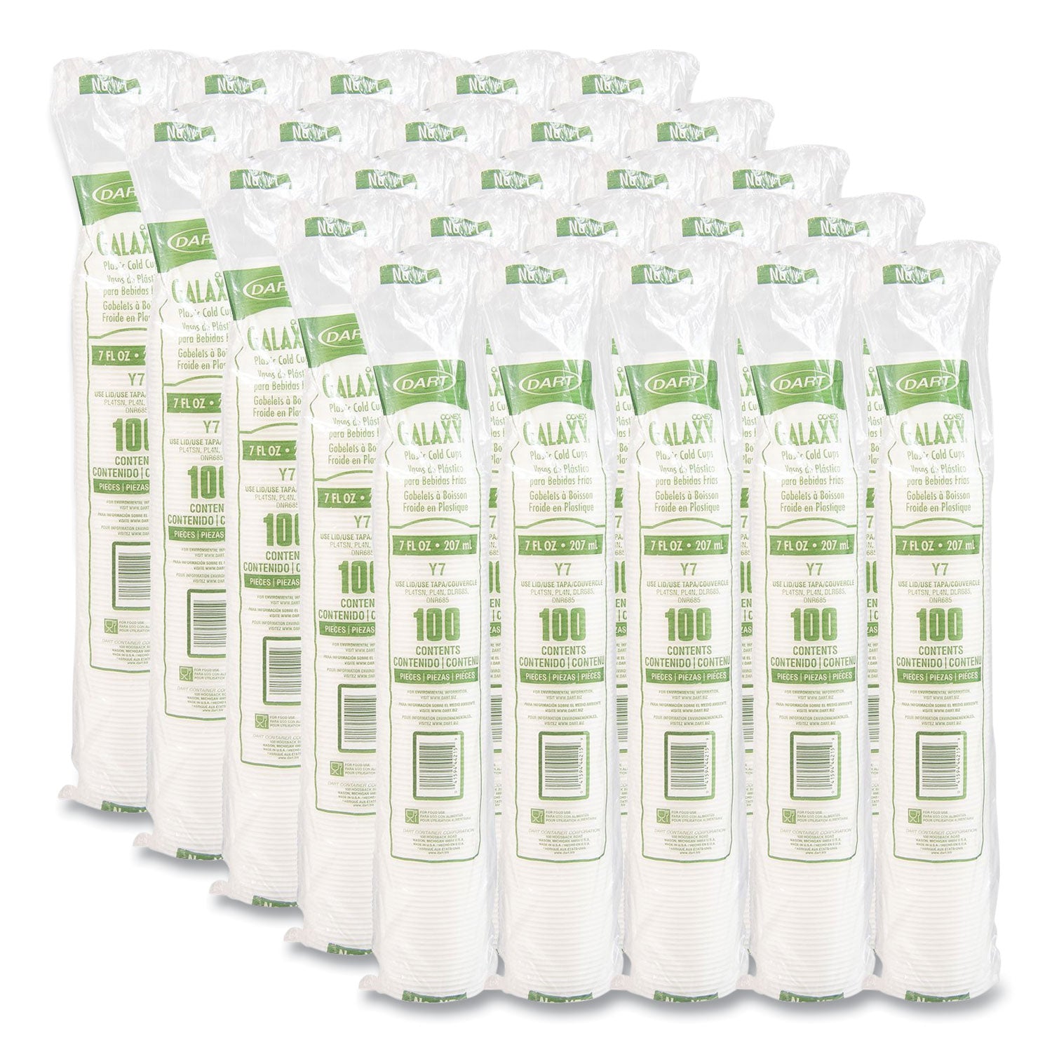High-Impact Polystyrene Cold Cups, 7 oz, Plastic, Translucent, 100/Pack