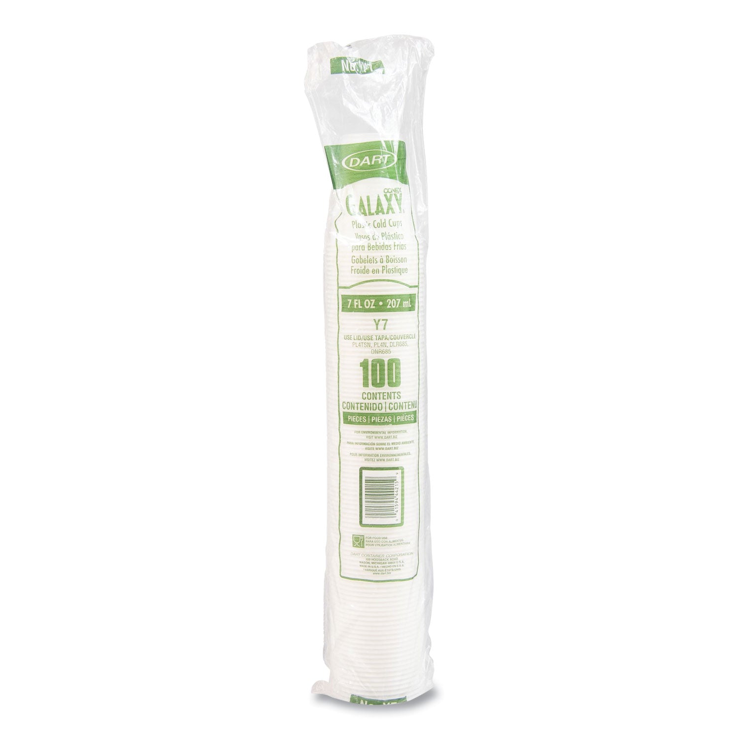 High-Impact Polystyrene Cold Cups, 7 oz, Plastic, Translucent, 100/Pack
