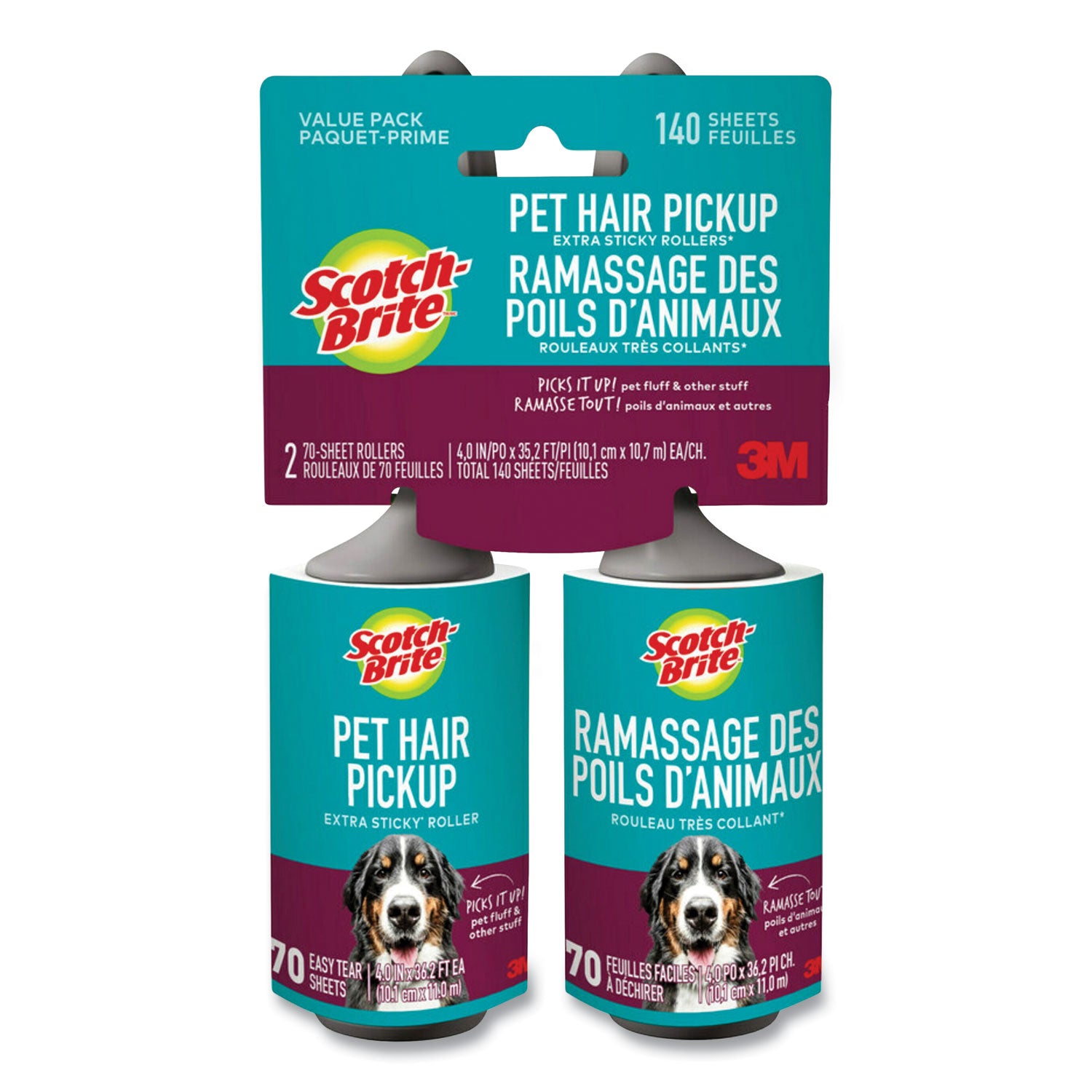 Scotch-Brite Pet Hair Pickup Lint Roller, 70 Sheets per Roller, 1 Pack
