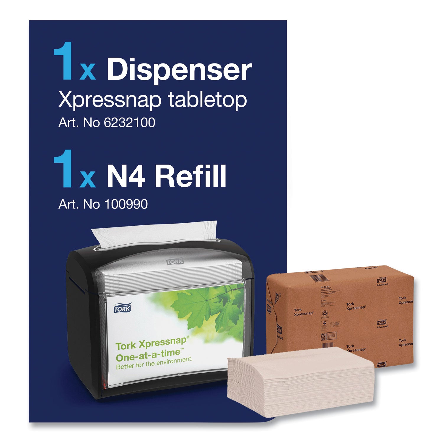 Xpressnap Napkin Starter Kit, Includes Napkins, 4 X 6 X 7, Black