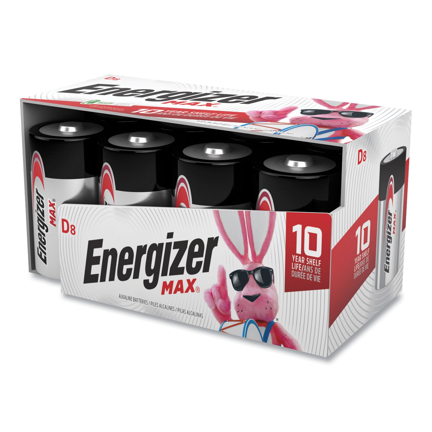 Energizer MAX Alkaline D Batteries - For Multipurpose - D - 1.5 V DC - 8 / Pack