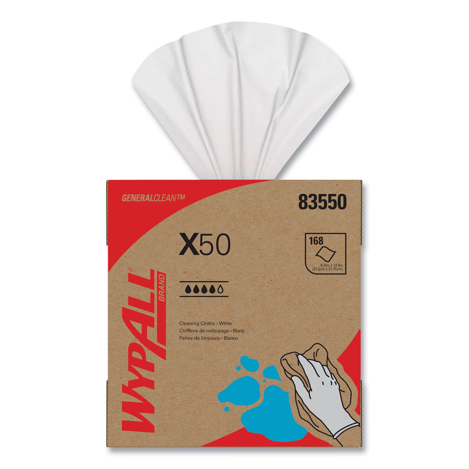 For Glass - 12.50" Length x 8.34" Width - White - 168/Box - 1 Carton