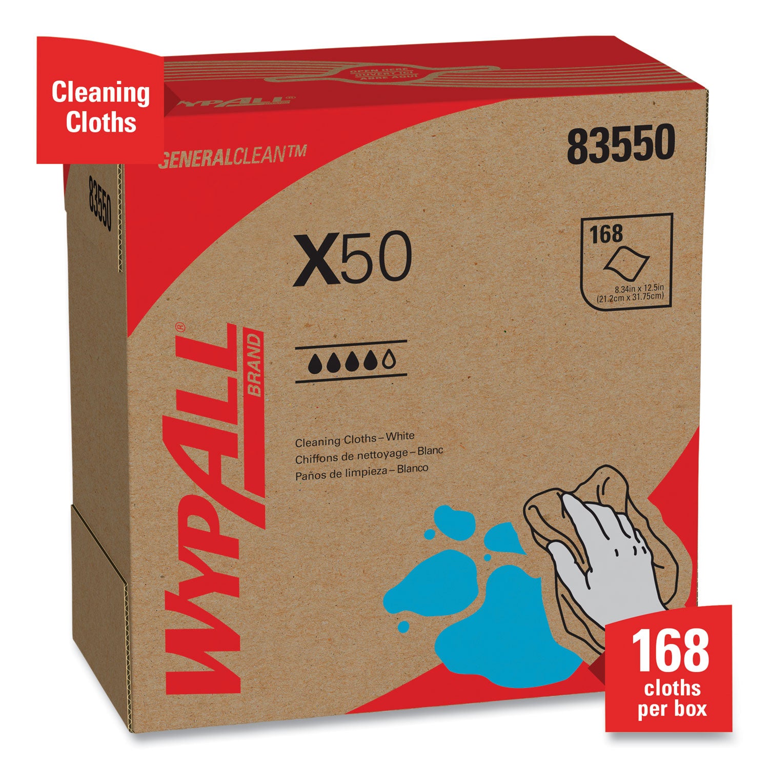 For Glass - 12.50" Length x 8.34" Width - White - 168/Box - 1 Carton