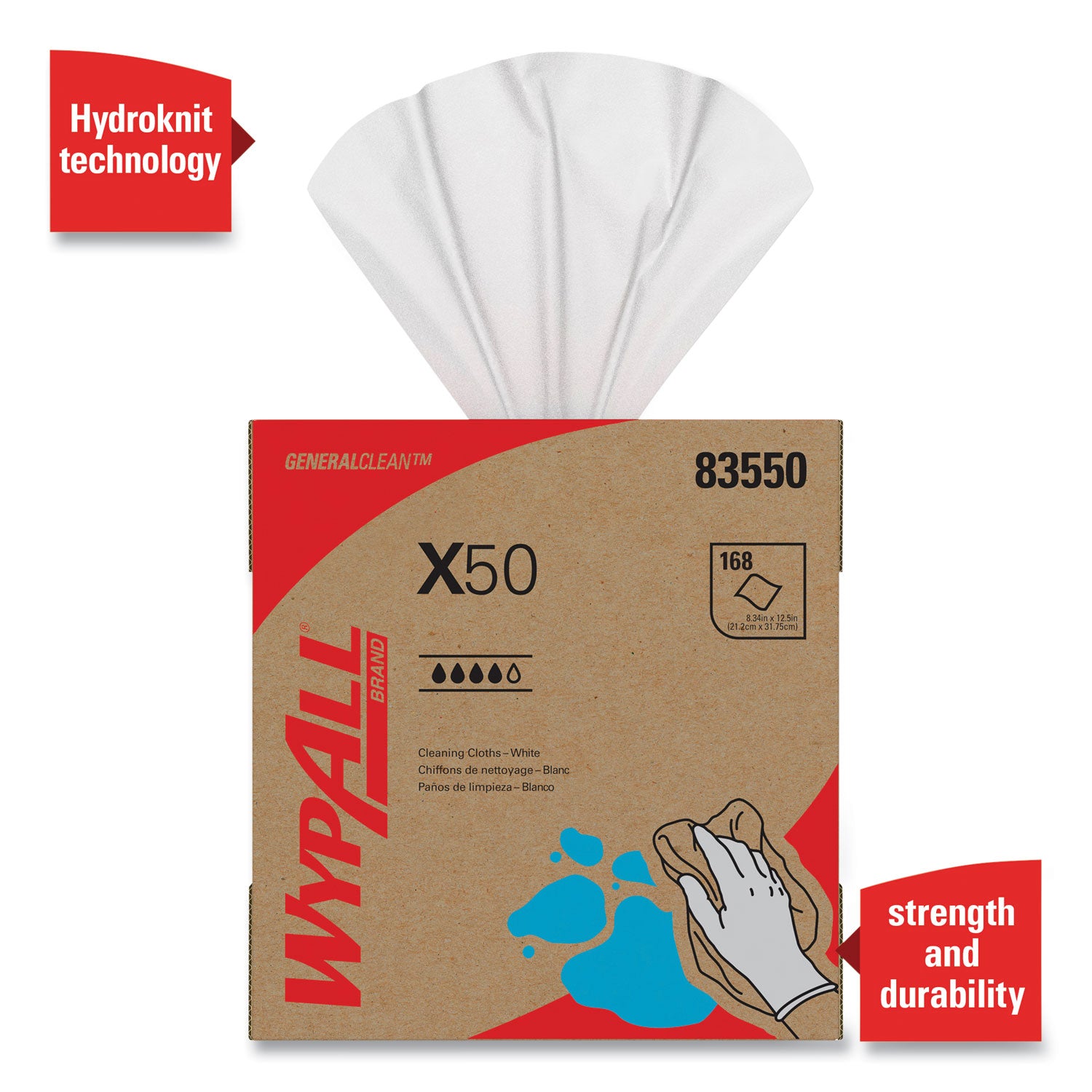 For Glass - 12.50" Length x 8.34" Width - White - 168/Box - 1 Carton