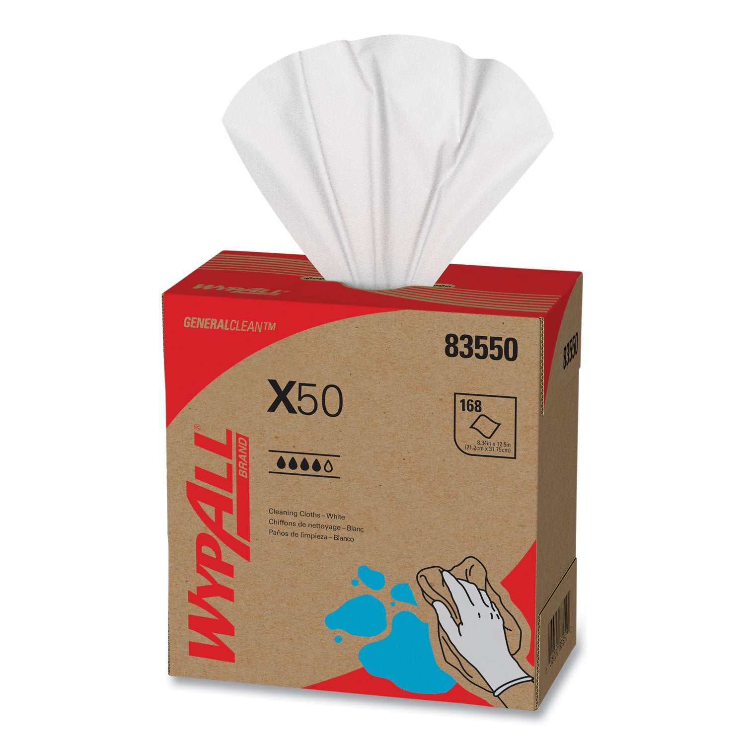 For Glass - 12.50" Length x 8.34" Width - White - 168/Box - 1 Carton