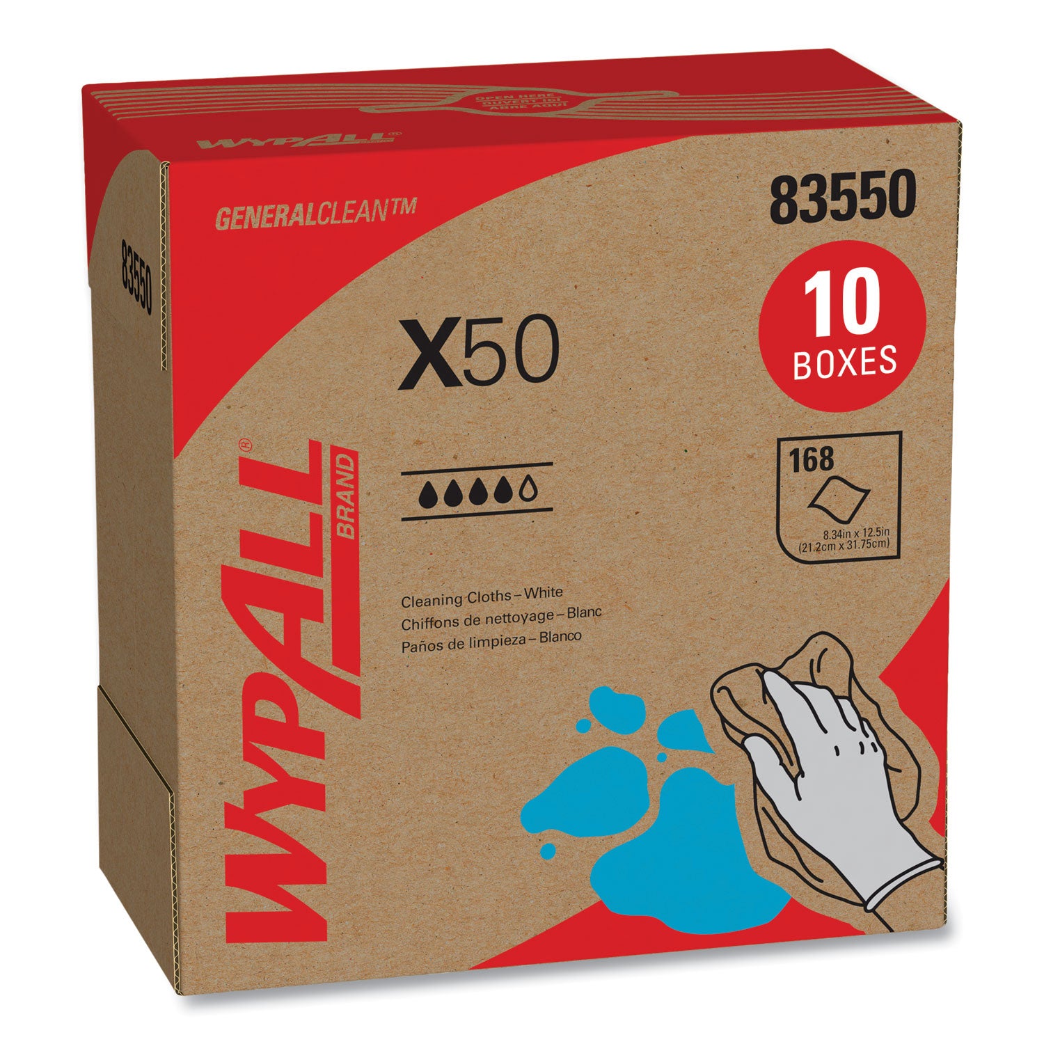 For Glass - 12.50" Length x 8.34" Width - White - 168/Box - 1 Carton