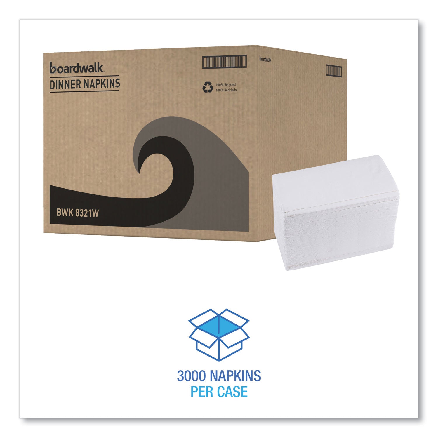 1/8-Fold Dinner Napkins, 2-Ply, 15 X 17, White, 300/pack, 10 Packs/carton