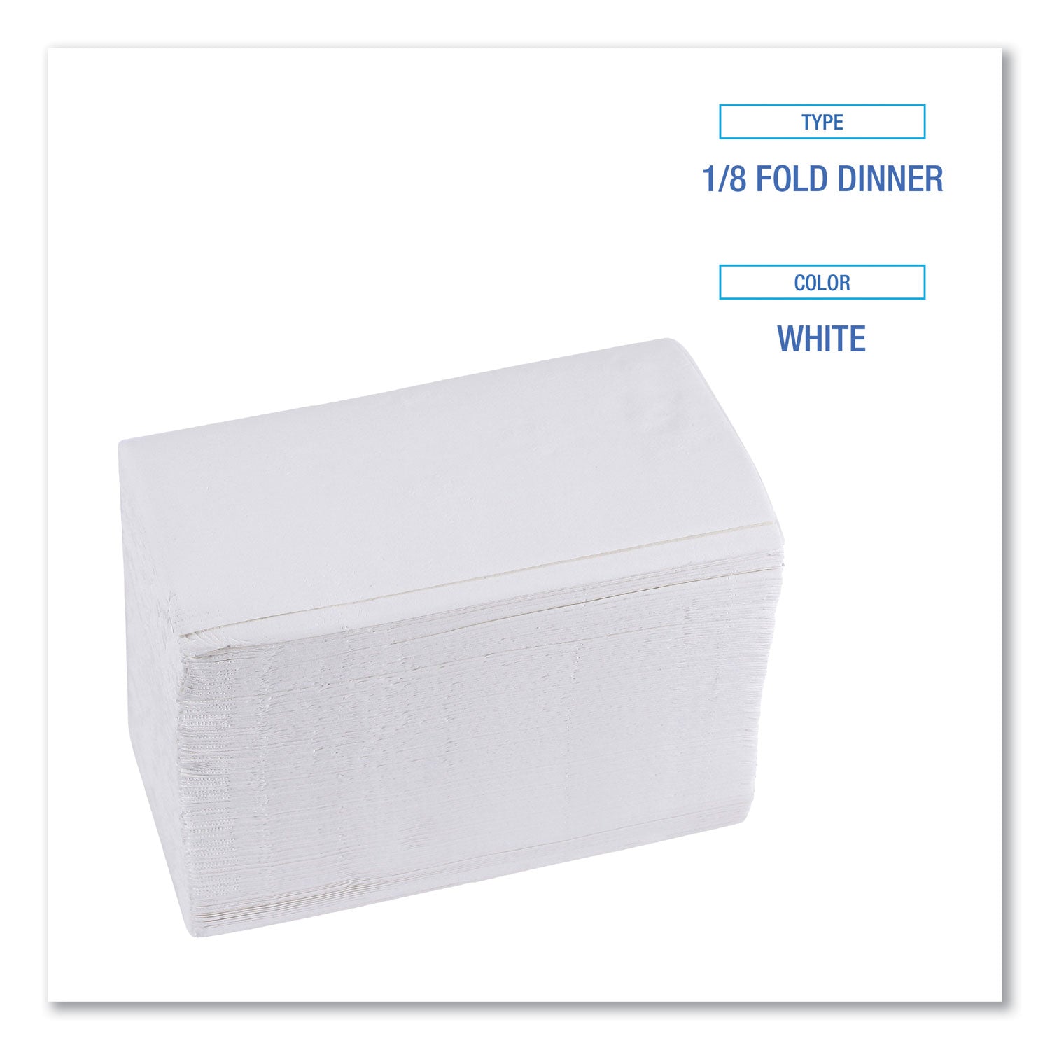 1/8-Fold Dinner Napkins, 2-Ply, 15 X 17, White, 300/pack, 10 Packs/carton