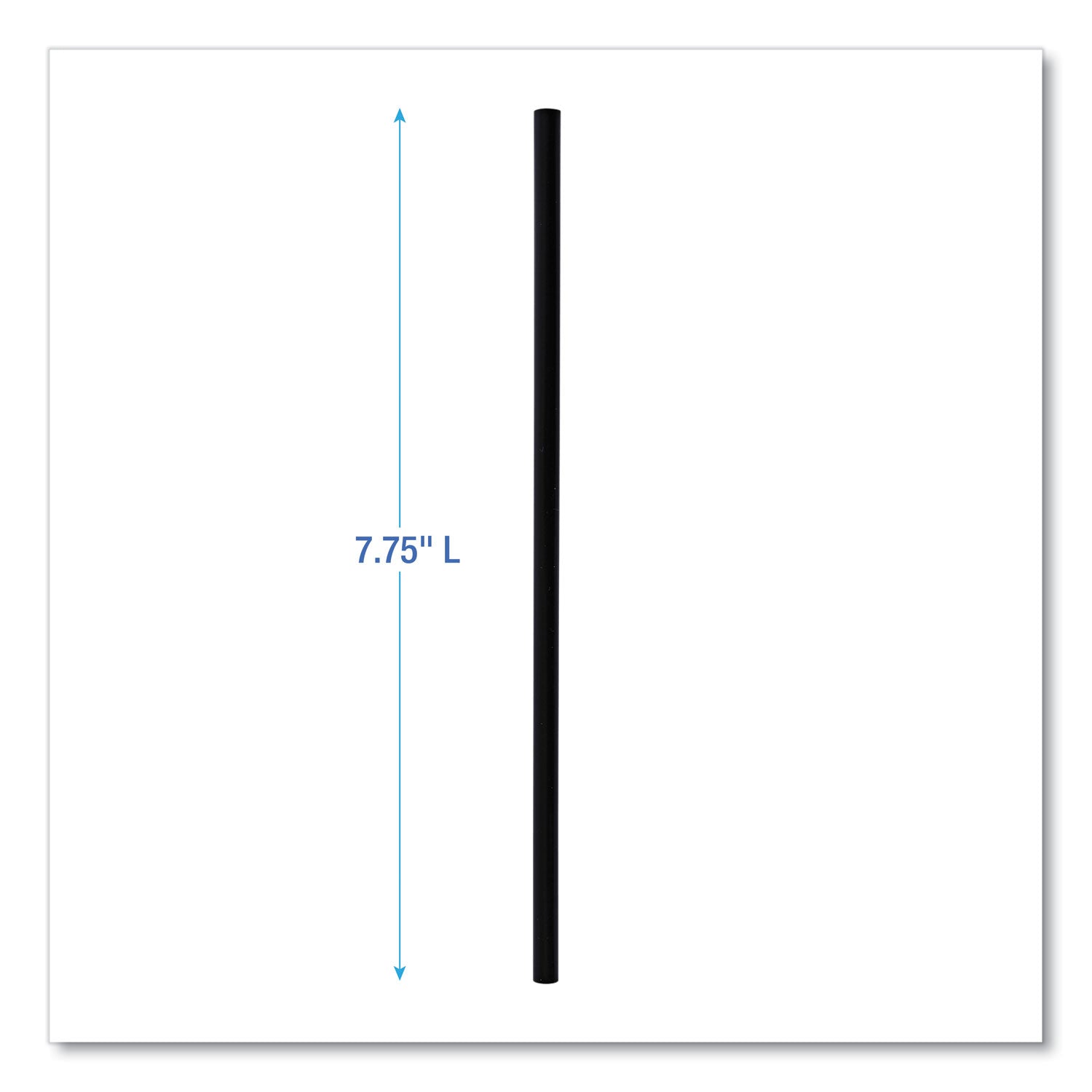 Wrapped Jumbo Straws, 7.75", Polypropylene, Black, 250/pack, 50 Packs/carton