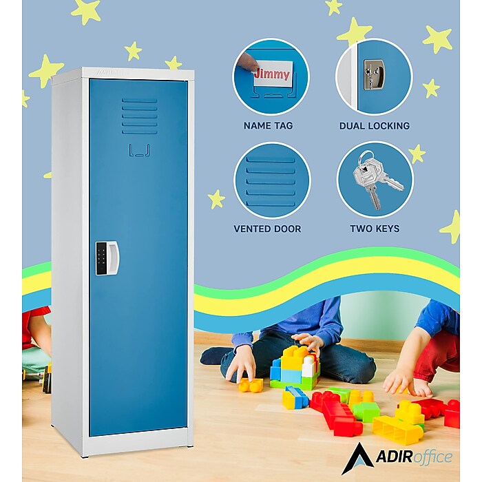 48" H x 15" W Steel Single Tier Storage Locker with Digital Lock, Blue